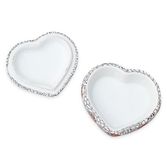 Vintage Millefiori Mosaic Heart Shaped Trinket Box Ceramic Lidded Dish - Picture 3 of 7